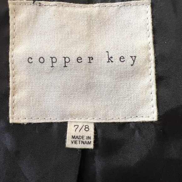 Vtg Copper Key Soft Black Coat Faux Fur Leopard Trim Size 7/8 Buttons Pockets - Picture 12 of 13